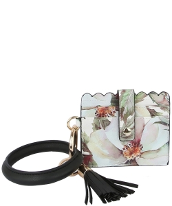 Flower Print Ring Handcuff Card Holder Wallet C01FL MULTI3